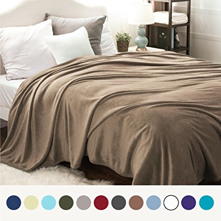 Flannel Fleece Luxury Blanket Camel Queen Size Lightweight Cozy Plush Microfiber Solid Blanket by Bedsure