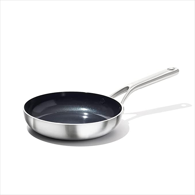 OXO Mira Tri-Ply Stainless Steel PFAS-Free Nonstick, 8" Frying Pan Skillet, Induction, Multi Clad, Dishwasher and Metal Utensil Safe