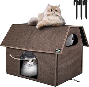 MIU Color Outdoor Cat House, Extra Large Weatherproof Cat Houses for Outdoor Cats, Insulated Feral Cat Shelter, Big Cat Bed, 20.5" x 17.5" x 16.6"