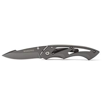 WORKPRO Tactical Folding Pocket Knife, 4-Inch Closed Aluminum Handle
