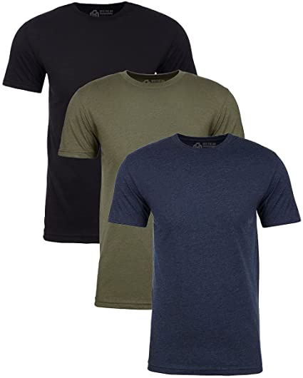 INTO THE AM Men's Basic Crew Neck Tees - Soft Modern Fitted Logo T-Shirts