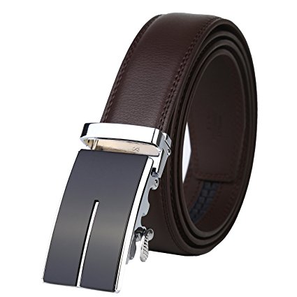 Dante Men's Leather Ratchet Dress Belt with Automatic Buckle