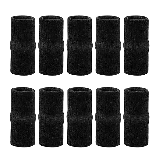 uxcell 10PCS Sport Finger Sleeves Protectors, Elastic Thumb Brace Compression Covers for Trigger Finger, Breathable Finger Splints Support for Relieving Pain 2.1" × 1"