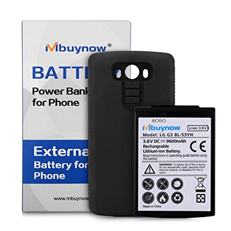 Mbuynow LG G3 9600mAh Extended Battery with Protective Black Case Cover (180 Days Warranty Guarantee)