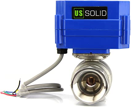 Motorized Ball Valve- 1" Stainless Steel Electrical Ball Valve with Full Port, 9-24V DC and 5 Wire Setup, can be used with Indicator Lights, [Indicate Open or Closed Position] by U.S. Solid