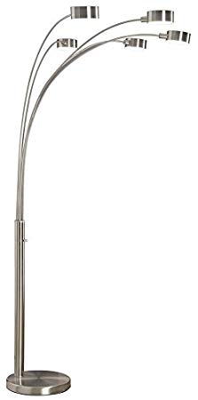 Artiva USA Micah - 5 Arc Brushed Steel Floor Lamp w/Dimmer Switch, 360 Degree Rotatable Shades - Dim Options - Bright & Attractive - Solid Construction - Stainless Steel - Industrial & Mid-Century