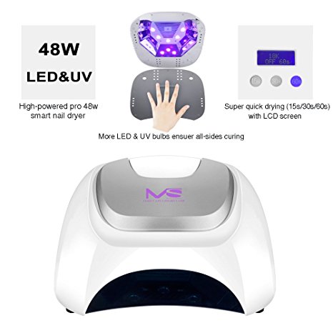 MelodySusie Pro48W Nail Dryer - Smart Nail Lamp Mixed LED UV Light Beads Curing All Brands LED UV Gel Gelish Nail Polish