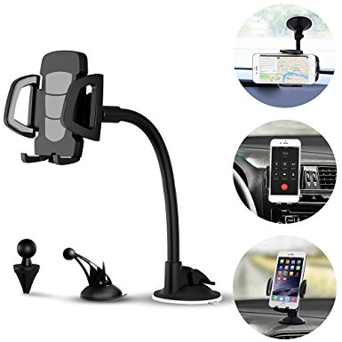 Car Phone Holder, Vansky® 3-in-1 Universal Air Vent Dashboard Windshield Car Mount with One Button Release and 360 Degrees Ratation for iPhone 7/7 Plus/6/6s Plus/5S,LG,Sony,HTC,Huawei and More