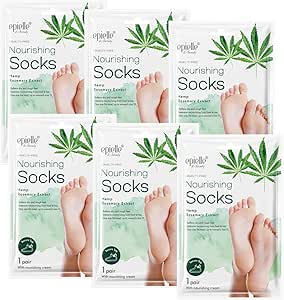 Epielle Nourishing Foot Masks - Hemp & Rosemary Extract for Deep Moisturizing | 100% Vegan & Cruelty-Free | 6 Pack Socks | Beauty Gifts | Skincare Gifts | Korean Skincare