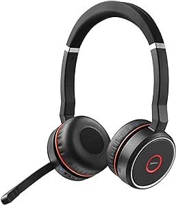 Jabra Evolve 75 SE, Link380a UC Stereo- Bluetooth Headset with Noise-Cancelling Microphone, Long-Lasting Battery and Dual Connectivity - works with all other platforms - Black