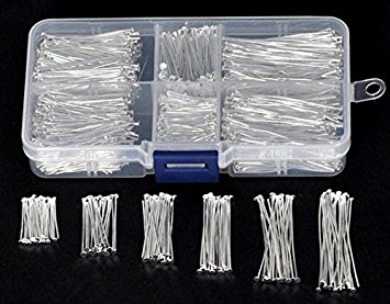 2100 PC Mixed Sizes Silver Plated Head Pins Findings 2cm-4.5cm, DIY Jewelry Making