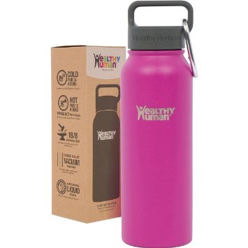 Healthy Human Size 21 oz Thermos Vacuum Insulated Water Bottle Flask with Hydro Guide - Ideal Stein for Hot & Cold Drinks - Iced Water, Coffee, Tea, Smoothies & Beer