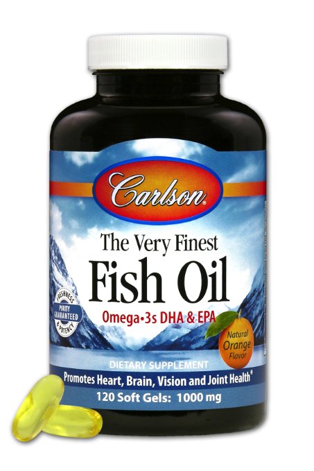 Carlson Labs Very Finest Norwegian Liquid Fish Oil, 1000mg, 120 Softgels
