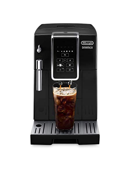 De'Longhi ECAM35020B Dinamica Automatic Coffee & Espresso Machine, TrueBrew Over Ice, Burr Grinder   Descaling Solution, Cleaning Brush & Icecube Tray (Coffee Bean Shaped), Black, Black