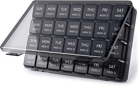 Lifewit Monthly Pill Organizer, 28 Day Pill Box, 4 Weeks One Month Pill Cases, Large Compartments Medicine Organizer for Vitamins, Fish Oils, Supplements