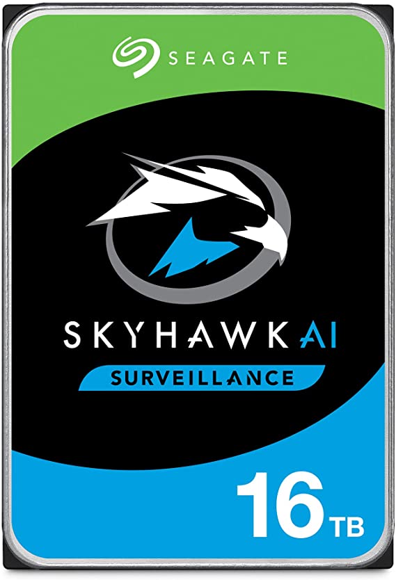 Seagate Skyhawk AI 16TB Surveillance Internal Hard Drive HDD – 3.5 Inch SATA 6Gb/s 256MB Cache for DVR NVR Security Camera System with Drive Health Management-Frustration Free Packaging (ST16000VE00)