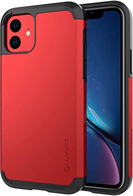Luvvitt Ultra Armor Case Designed for iPhone 11 2019 with Removable Metal Plate for Magnetic Holder (car Phone Mount Cradle is not Included) for Apple iPhone XI 11 6.1 inch Screen - Red