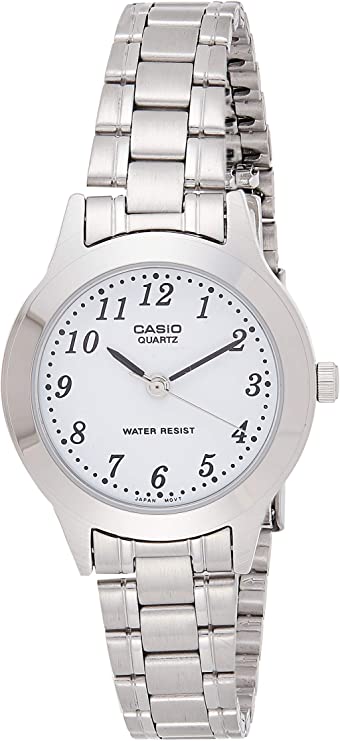 Casio Women's Quartz Analogue Watch with Stainless Steel Strap LTP-1128PA-7BEF, Plateado, Bracelet