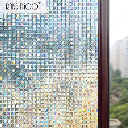 Rabbitgoo 23.6in. by 78.7in. (60 by 200Cm) Premium No-glue 3d Static Decorative Privacy Window Films