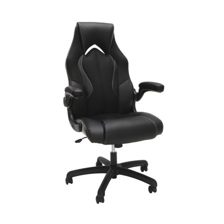 OFM Essentials Collection High-Back Racing Style Bonded Leather Gaming Chair, in Black (ESS-3086-BLK)