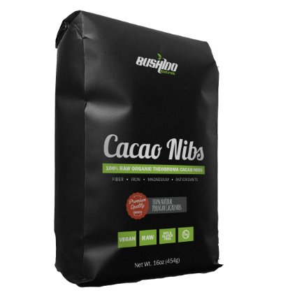 Bushido Naturals 100% RAW Organic Peruvian Cocoa Nibs (Guaranteed to Taste Better Than Other Brands) (16oz)