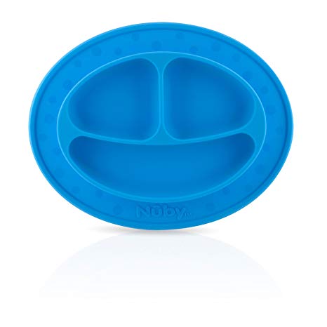 Nuby 537075BL Sure Grip Silicone Miracle Mat Section Plate, Blue