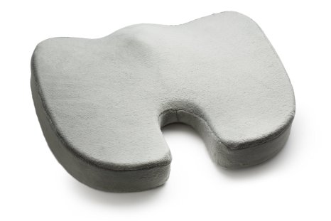 Seat Cushion, Luxfit Premium Coccyx Orthopedic 100% Memory Foam Seat Cushion - 2 Year Warranty (Gray)