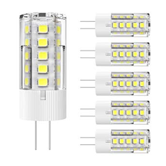 HzSane G4 LED Bulb 5 Watt Daylight White 6000K AC/DC 12V, LED Corn Light Non-dimmable, super bright 332835SMD LED (Pack- 6)