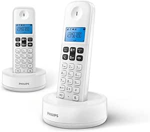 Philips D1612W - Téléphone sans Fil Duo, rétro-éclairé, Son HQ, jusqu'à 4 combinés, répertoire 50 numéros, Faible consommation Eco, Identification de l'appelant, portée 50m-300m Blanc