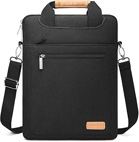 MOSISO Vertical Laptop Messenger Shoulder Bag Compatible with MacBook Pro 16 inch 2022 2021 M1 Pro/Max A2485/2019-2020 A2141/Pro 15 A1398, 15-15.6 inch Notebook with Zipper Pockets & Belt, Black