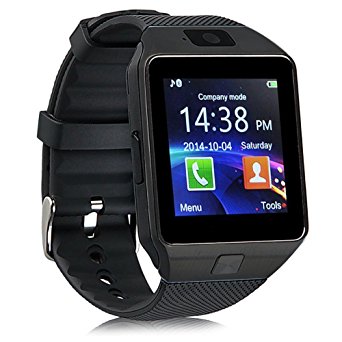 DZ09 Bluetooth Smart Watch Phone - WJPILIS Newest Touch Screen Smart Wrist Watch with Camera Pedometer Activity Tracker Support SIM TF Card for iphone Samsung LG IOS Android Phones (Black)