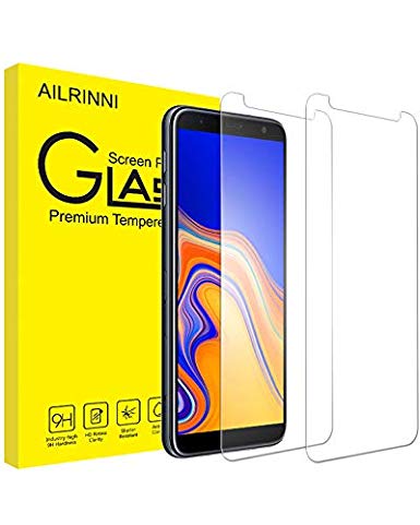 Samsung Galaxy J6 Plus / J4 Plus Screen Protector, AILRINNI [2 Pack] Premium 9H Tempered Glass, Bubble-Free, Case-Friendly, Ultra Clear, Not Full Coverage, Samsung J6  / J4  Screen Protector