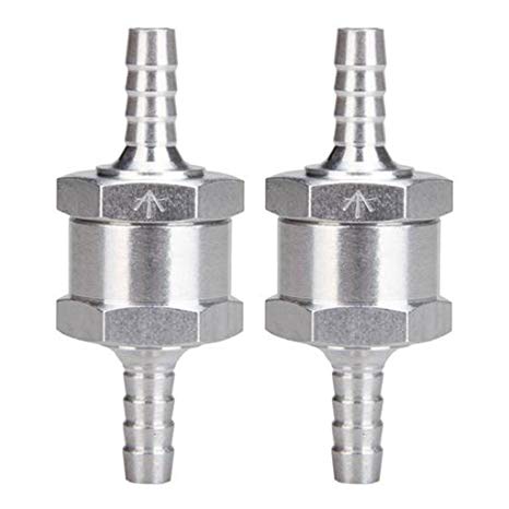 Excelvan 2 Packs 6MM/0.24Inch 1/4” Chrome Aluminium Fuel Non-return One Way Check Valve Oil Petrol Diesel Marine Water