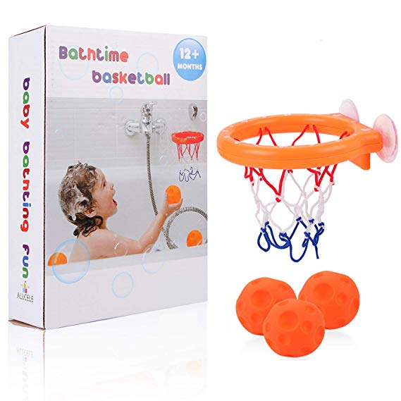 Kids Basketball Hoop & Balls Set for Baby Bath Toys Creative Bathtub Shooting Game for Toddlers ，Suctions Cups Can Stick to Any Flat Surface Outdoor & Indoor Child Baby Gift (basketball hoop&balls)