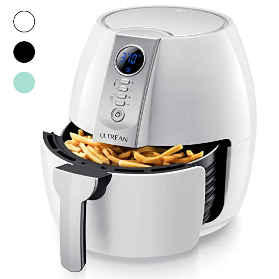 Ultrean Air Fryer, 4.2 Quart (4 Liter) Electric Hot Air Fryers Oven Oilless Cooker with LCD Digital Screen and Nonstick Frying Pot, ETL/UL Certified,1-Year Warranty,1500W (White)