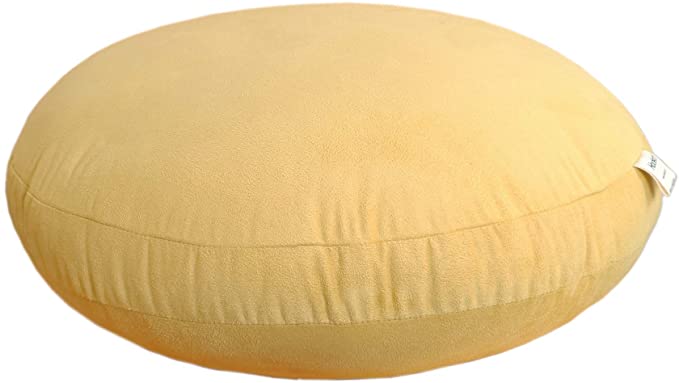 Hodeco Round Throw Pillow 16x16 Super Soft Round Floor Pillows 3D Feather Like Polyester Filling Cushion Decorative Suede Throw Pillow for Couch Bed Room 16 Inches Diameter, Ginger Yellow, 1 Piece