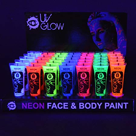 UV Glow Neon Face and Body Paint 10ml - Pack of 24 Tubes - All Colours Fluorescent