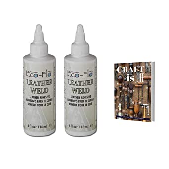Tandy Leather Eco Flo Leather Weld 4oz 2 Pack - 2655-01- Craft- Leather Adhesive Glue - Super Strong Glue - Quick Bond - Clear Drying for Various Material Craft, Repair, or Patch with E-Book