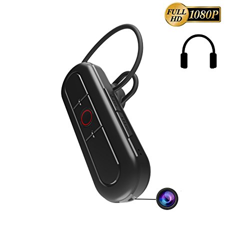 Jiusion HD 1080P Hidden Spy Camera Bluetooth 4.0 Earphone Stereo Video Record Take Photos Music Play Bluetooth Dial (Without Memory)