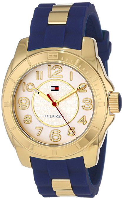 Tommy Hilfiger Women's 1781307 Casual Sport Gold-Plated Case and Links with Silicone Strap Watch