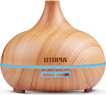 Ultrasonic Essential Oil Diffuser (300ml) - Cool Mist Air Humidifier – Waterless Shutoff - 7 Changing Colors - for Aromatherapy and Skin Benefits by Utopia Homes