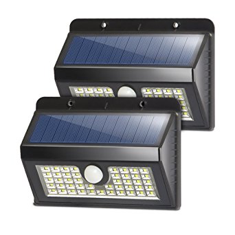 Solar lights Outdoor 45 LED Silvering Wireless Waterproof Security lights, Solar Motion sensor lights Wall Night lights for Home, Driveway, Patio, Deck, Yard, Garden, Wide angle Design(2-pack)
