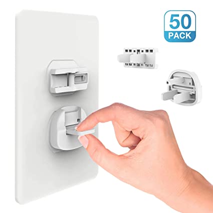 50 Pack Outlet Covers Baby Proofing with Hidden Ring-Pull Handle, Original Design 2-Prong & 3-Prong Outlet Covers Child Proof, Plug Protector Guards Against Shocks | Easy Installation