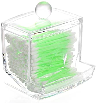 Galapara cotton swab holder,Acrylic Q-Tip cottonswab Storage Dispenser, Clear Cotton Ball Swab Holder Cotton Bud Storage Box, Transparent Cosmetics Makeup Case Cosmetic Organizer Container with Lid
