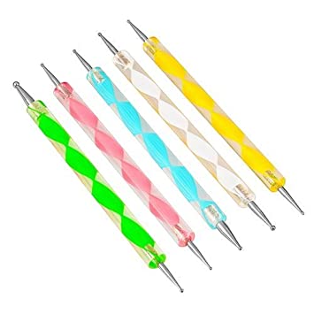 Aveks 5pcs 2-ways Acrylic UV Gel Nail Art Design Tips Dotting Painting Brush Pen Set