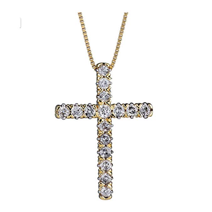 1/4ct Diamond Cross Pendant in 10K Yellow Gold