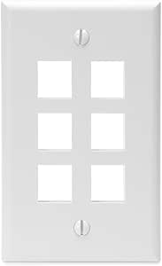 Leviton 41080-6WP 6-Port QuickPort Wallplate Single Gang, White