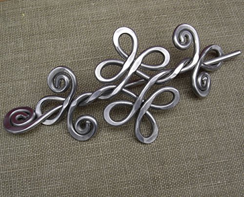 Celtic Knot Double Swirls and Curls Aluminum Shawl Pin