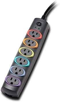 Kensington 62146C SmartSockets Basic 6-Outlet Color-Coded Power Strip and Surge Protector