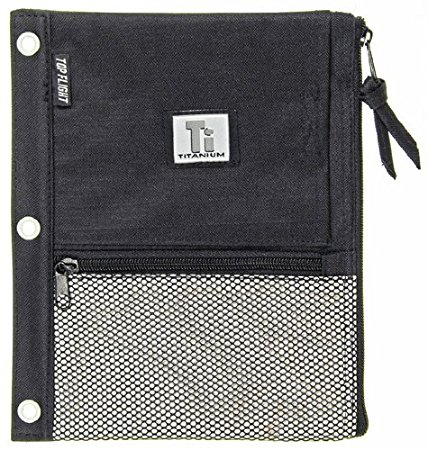 Top Flight Titanium Zipper Pencil Pouch with 4 Pockets, 8.125 x 9.75 Inches, 1 Pouch, Color May Vary (43049)